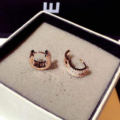 Round Micro Inlaid Zircon Clip-On Earrings – Gold Tone