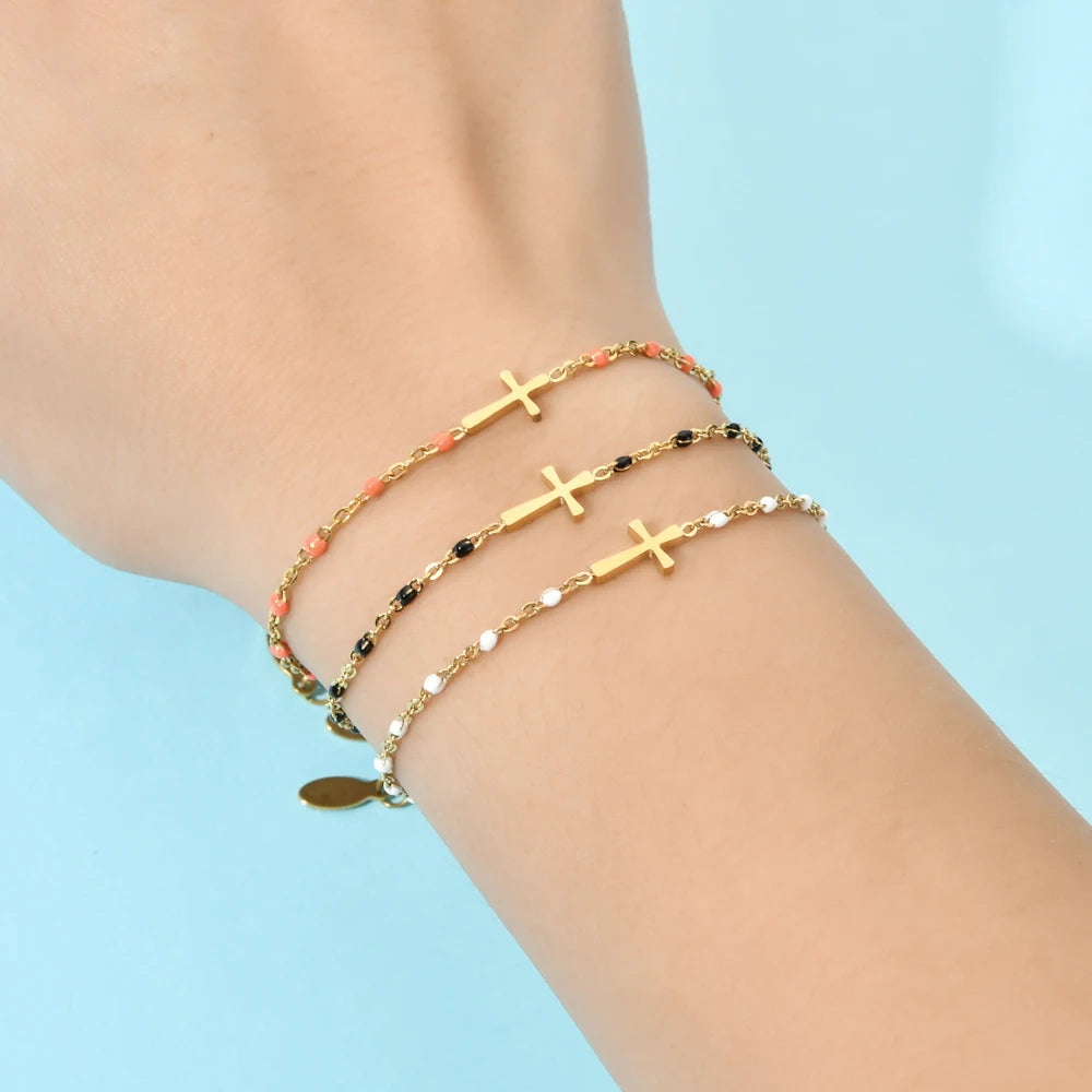 Boho Thin Link Chain Charm Bracelet for Women – Gold