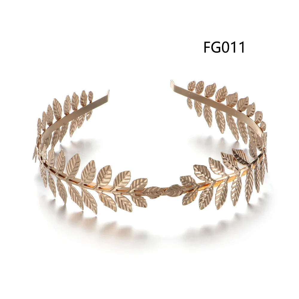 Gold Leaf Bridal Headband Tiara Crown