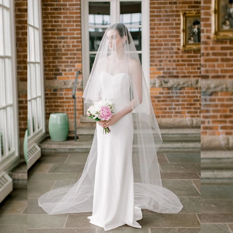 2-Tier Minimalist Bridal Veil with Blusher