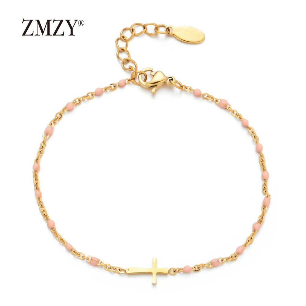 Boho Thin Link Chain Charm Bracelet for Women – Gold