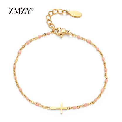 Boho Thin Link Chain Charm Bracelet for Women – Gold
