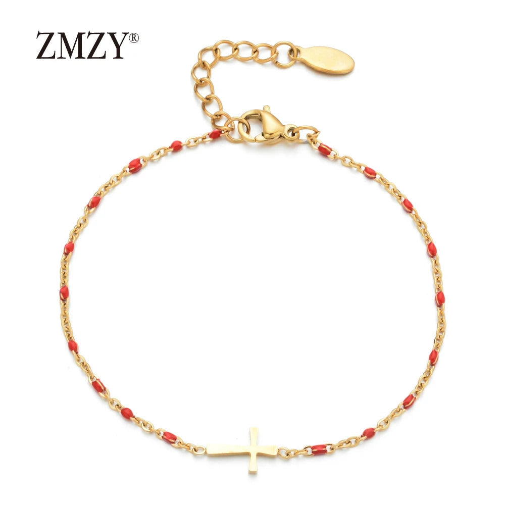 Boho Thin Link Chain Charm Bracelet for Women – Gold