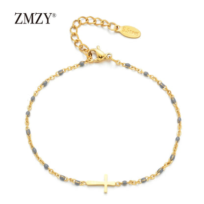 Boho Thin Link Chain Charm Bracelet for Women – Gold