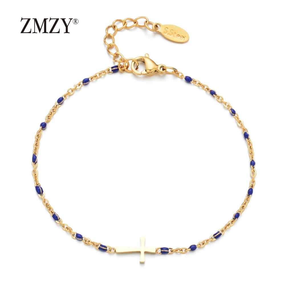 Boho Thin Link Chain Charm Bracelet for Women – Gold