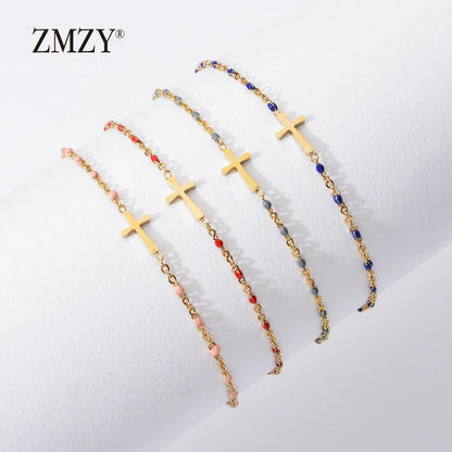 Boho Thin Link Chain Charm Bracelet for Women – Gold