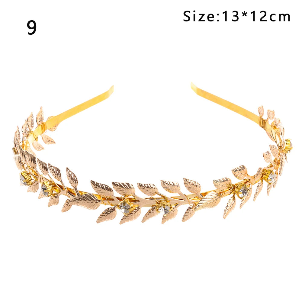 Gold Leaf Bridal Headband Tiara Crown