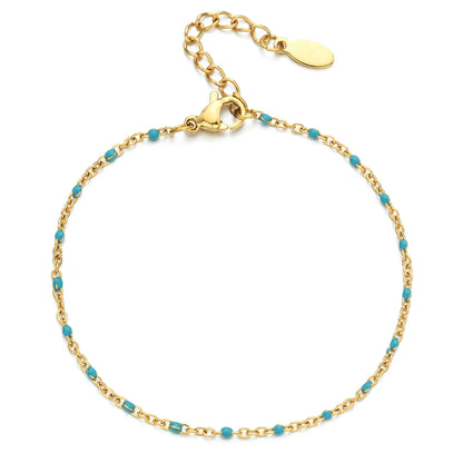 Colourful Thin Link Chain Stainless Steel Bracelet for Women