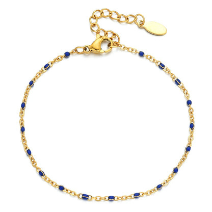 Colourful Thin Link Chain Stainless Steel Bracelet for Women