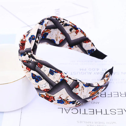Wide Cross Leopard Print Headband – Elastic Bow Hair Hoop for Women & Girls