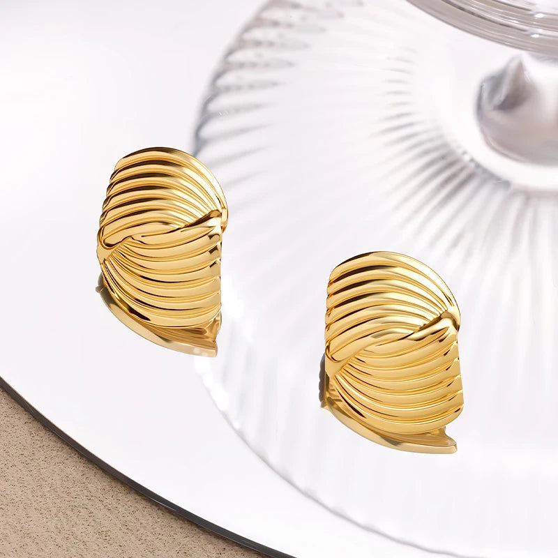 Modern Gold-Tone Diamond-Shaped Geometric Earrings Stainless Steel by edenista