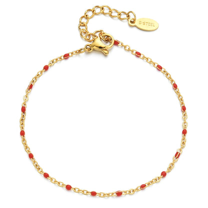 Colourful Thin Link Chain Stainless Steel Bracelet for Women