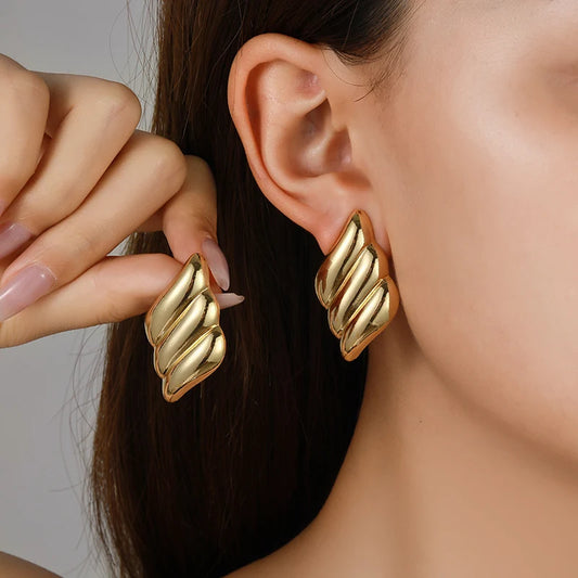 Premium Gold Plated Stainless Steel Spiral Stud Earrings Vintage by edenista