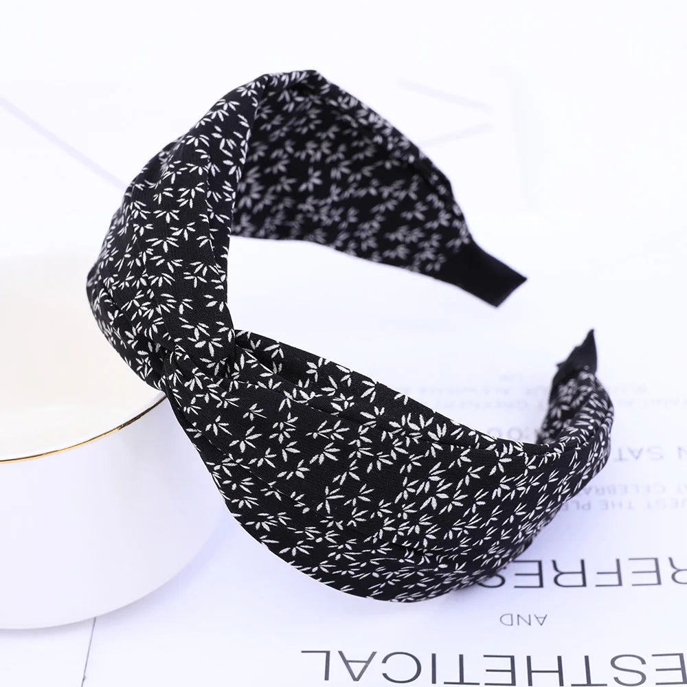 Wide Cross Leopard Print Headband – Elastic Bow Hair Hoop for Women & Girls