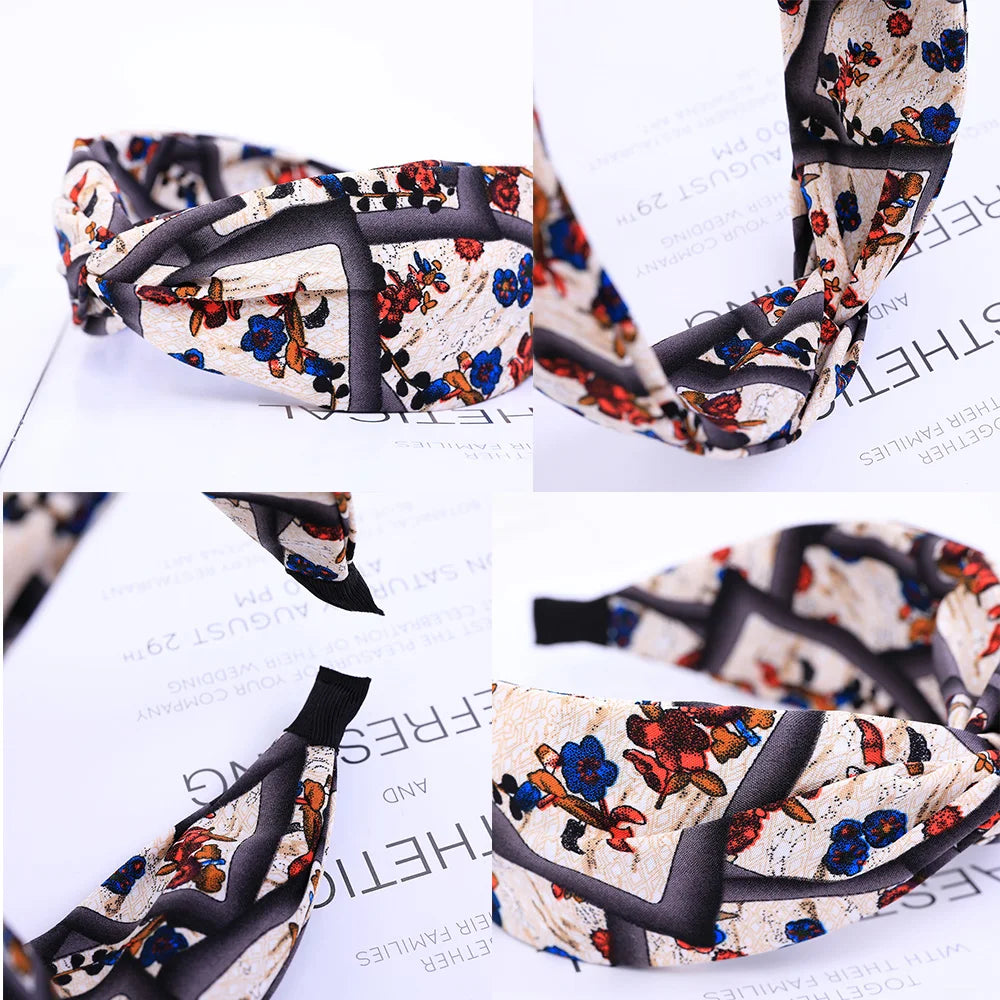 Wide Cross Leopard Print Headband – Elastic Bow Hair Hoop for Women & Girls