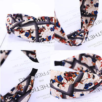 Wide Cross Leopard Print Headband – Elastic Bow Hair Hoop for Women & Girls