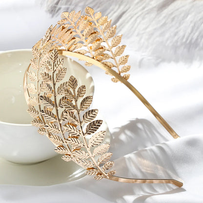 Gold Leaf Bridal Headband Tiara Crown