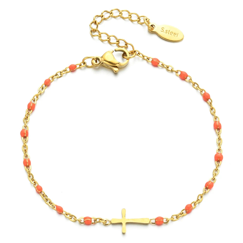 Boho Thin Link Chain Charm Bracelet for Women – Gold