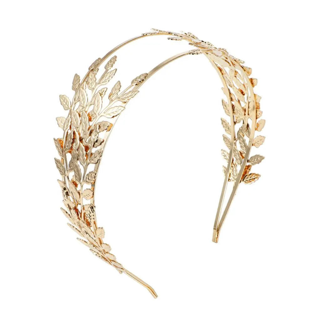 Gold Leaf Bridal Headband Tiara Crown