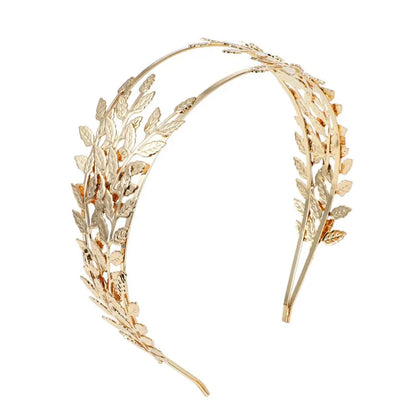 Gold Leaf Bridal Headband Tiara Crown