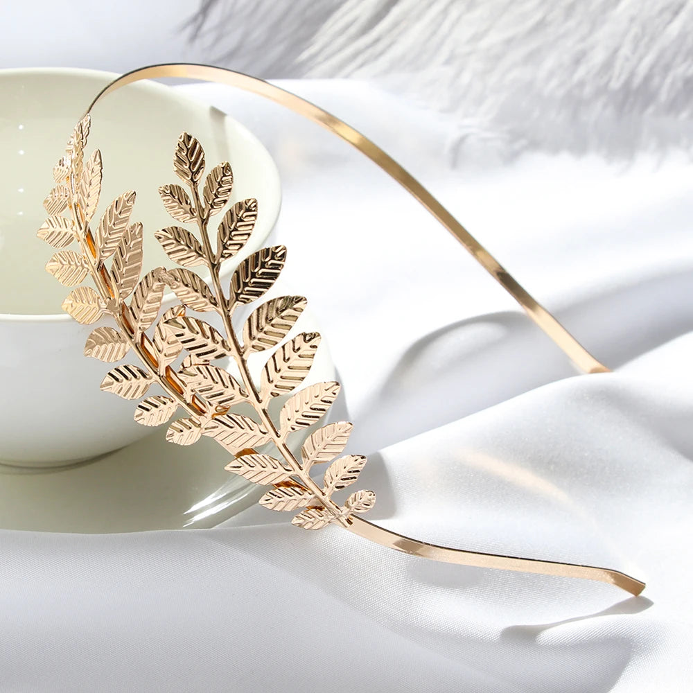 Gold Leaf Bridal Headband Tiara Crown