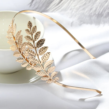 Gold Leaf Bridal Headband Tiara Crown