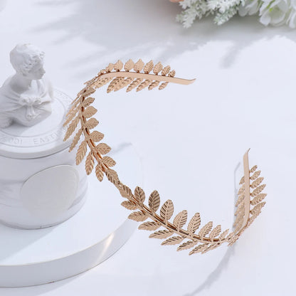 Gold Leaf Bridal Headband Tiara Crown