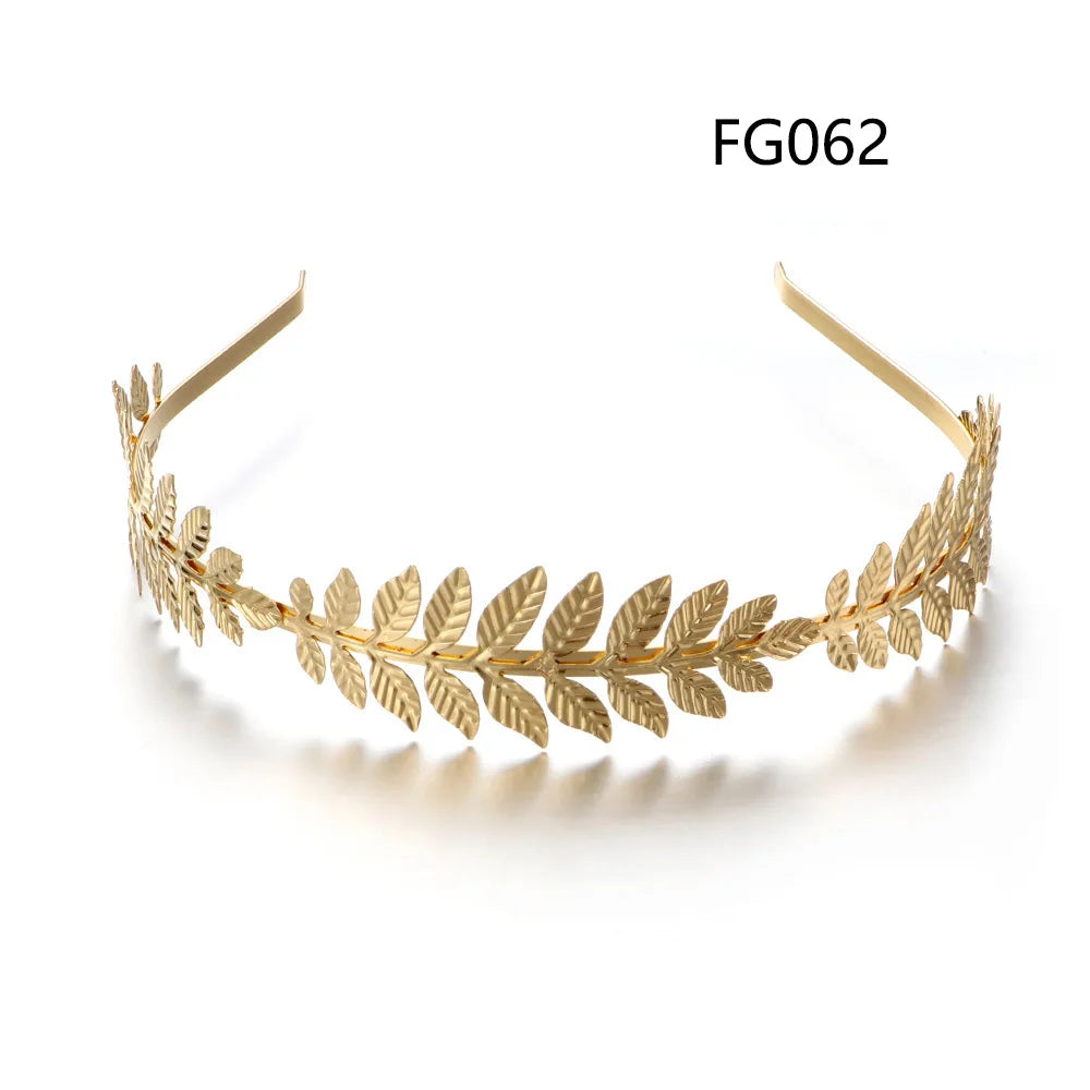 Gold Leaf Bridal Headband Tiara Crown
