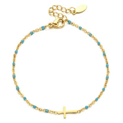Boho Thin Link Chain Charm Bracelet for Women – Gold