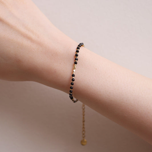 Black onyx beaded bracelet