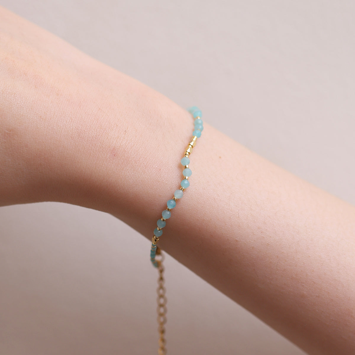 Milky aquamarine beaded bracelet