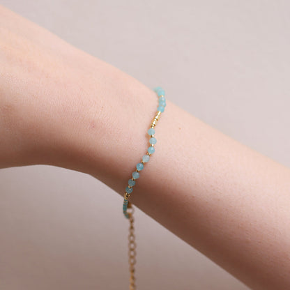 Milky aquamarine beaded bracelet