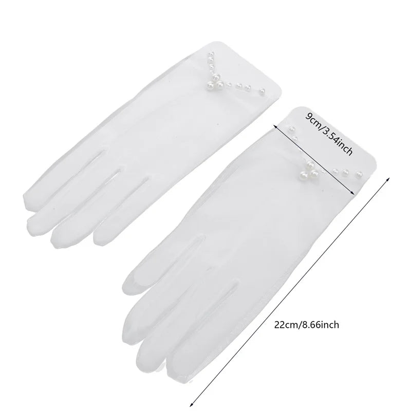 Mesh Lace Bridal Gloves Short Wrist Length