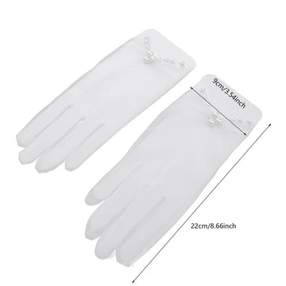 Mesh Lace Bridal Gloves Short Wrist Length