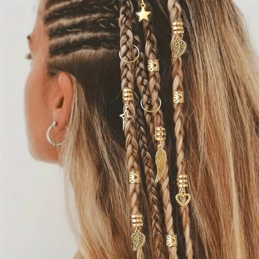 45-Piece Alloy Dreadlock Braid Hair Rings – Loc Hair Jewelry for Women & Girls
