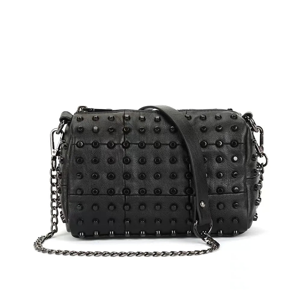 Soft PU Leather Vintage Pillow Crossbody Bag for Women – Black