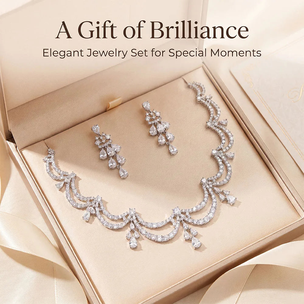 CZ Water Drop Necklace and Earrings Set