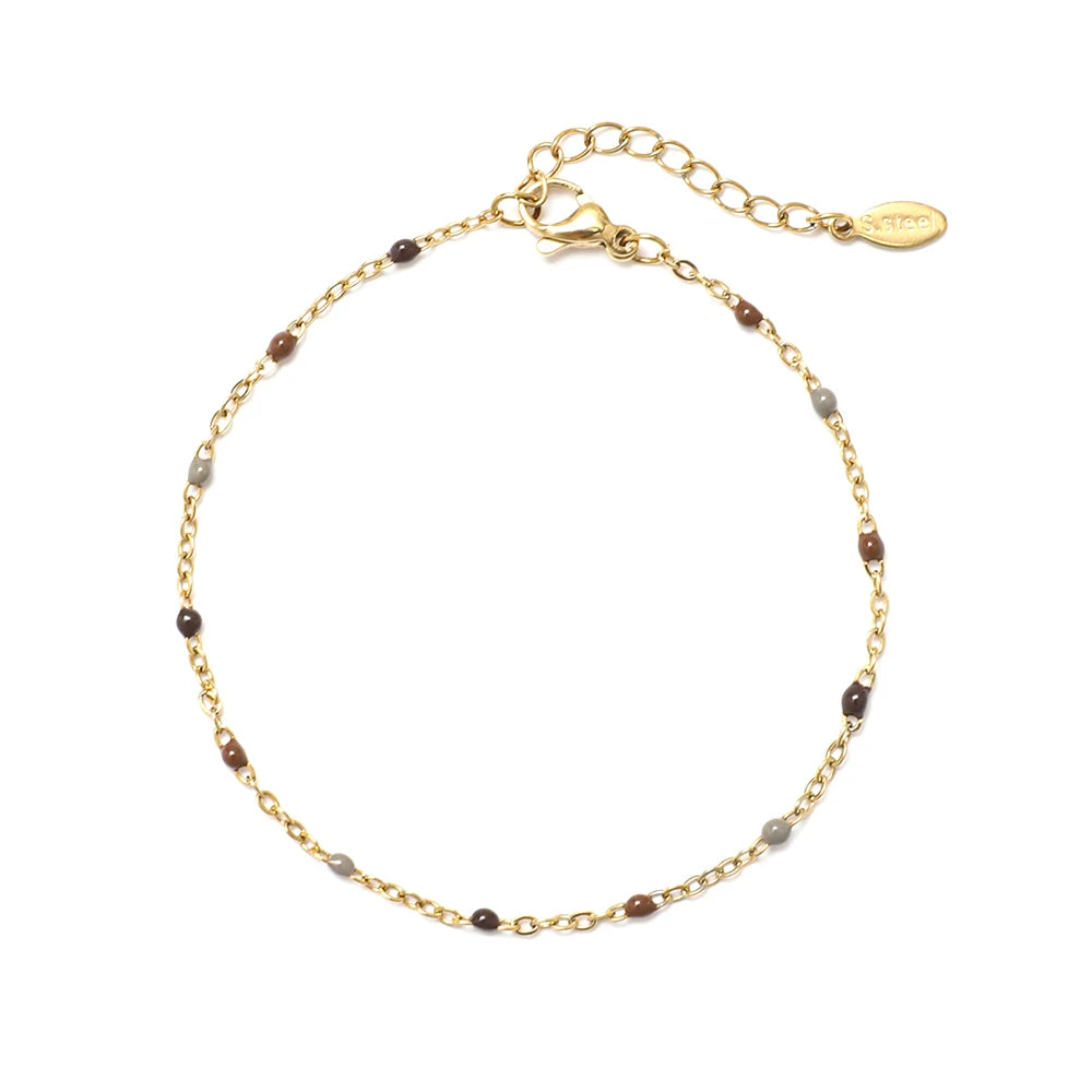 Colourful Thin Link Chain Stainless Steel Bracelet for Women