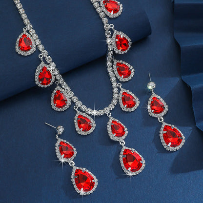 Elegant Crystal Decorated Jewelry Set Trendy Pendant Necklace & Dangle Earrings by edenista