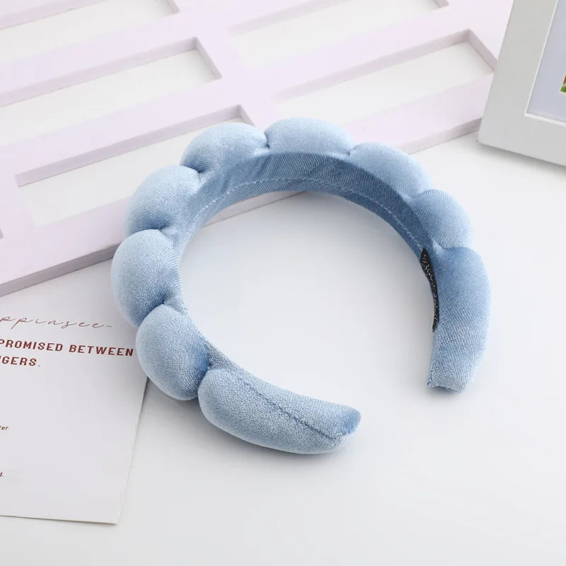 Retro Puffy Velvet Sponge Headband – Padded Makeup Hairband for Women & Girls