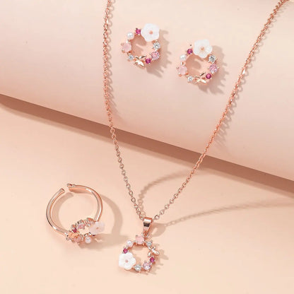 4 Pieces Rose Gold-color Lady Flower Fashion Accessories by edenista