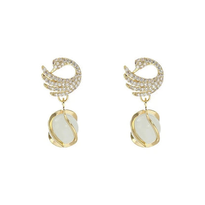 Swan Eye Stone Stud Earrings for Women – Fashion