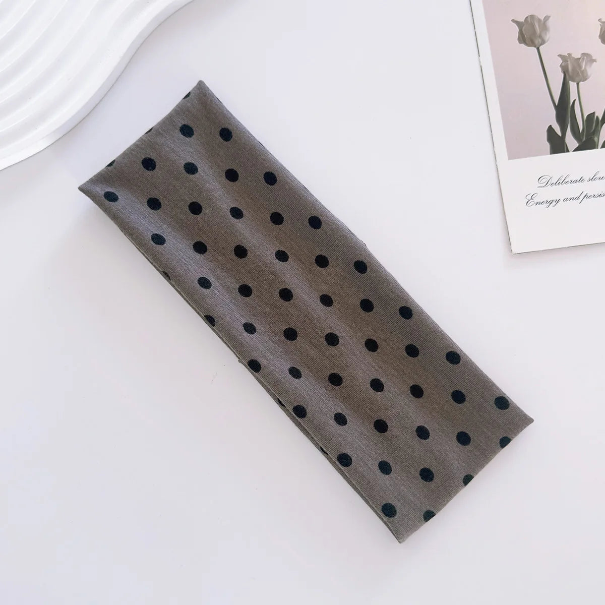 Polka Dot Elastic Sports Headband – Sweat-Absorbent Yoga & Fitness Hairband for Women