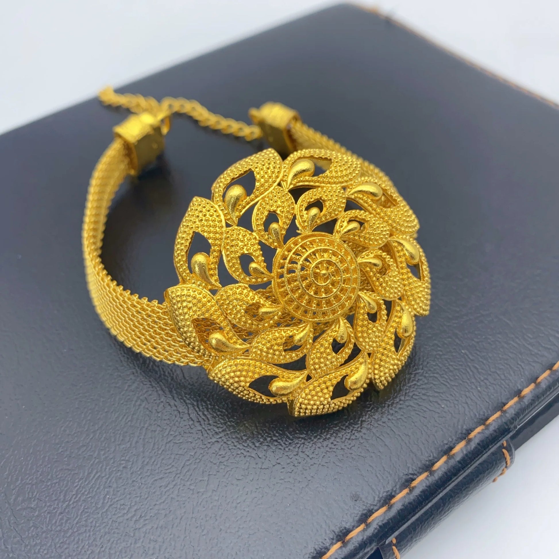 Jewelry Set For Women Indian African Dubai Flower Necklace Earring Nigerian 24K Gold Plated by edenista