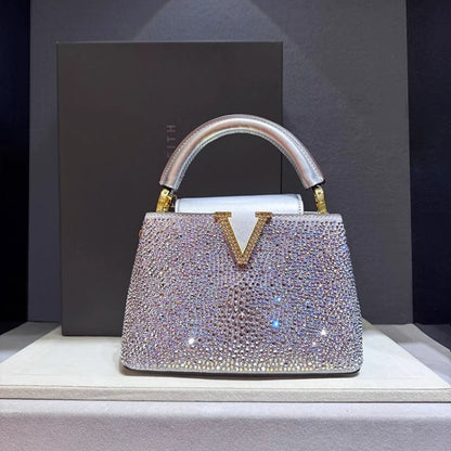 Rhinestone Leather Clutch Bag for Women – Party Tote