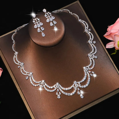 CZ Water Drop Necklace and Earrings Set