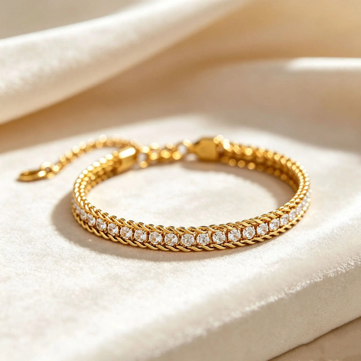 Diamond chain bracelet by Edenista, gold-toned with diamonds for women
