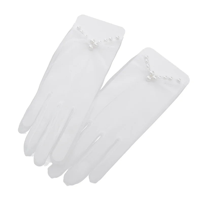 Mesh Lace Bridal Gloves Short Wrist Length