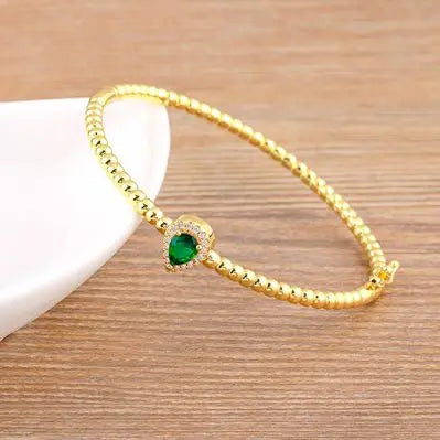Romantic Heart Bangle Cuff For Women Gold Plated Crystal Zircon Bracelets by edenista
