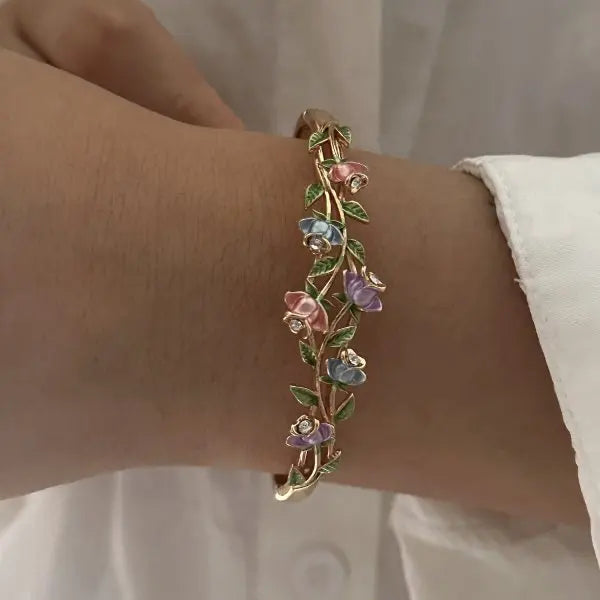 Tulip Flower Bracelet for Women – Copper & Zircon